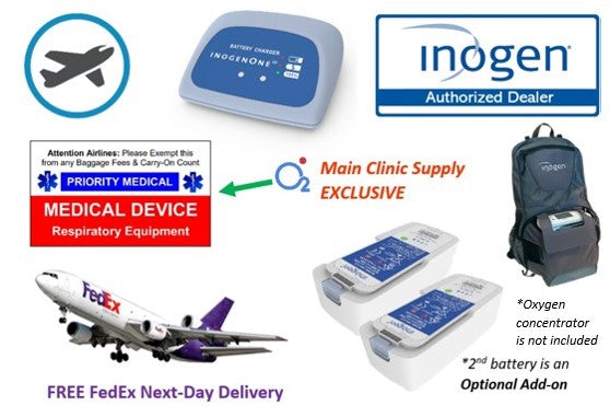 Inogen One G5 Airline Power Bundle - Free Next Day FedEx Overnight Shipping! - Main Clinic Supply