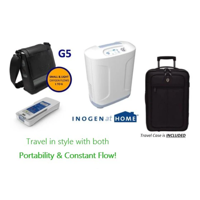 Inogen One® G5® Portable Oxygen Concentrator and Inogen At Home® Stationary Oxygen Concentrator Bundle - Main Clinic Supply