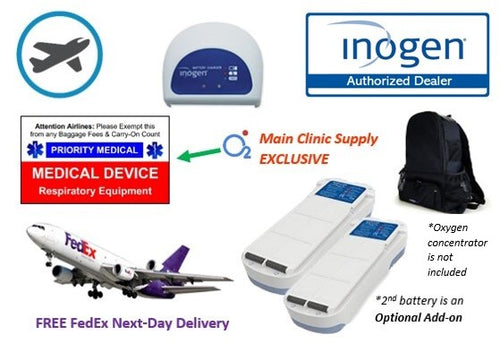 Inogen One G2 Airline Power Bundle - Free Next Day FedEx Overnight Shipping! - Main Clinic Supply