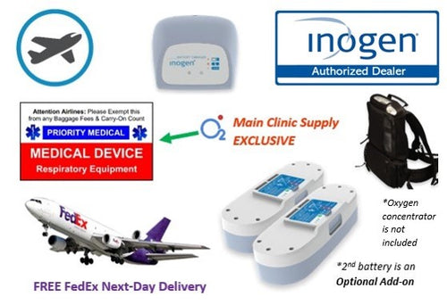 Inogen One G3 Airline Power Bundle - Free Next Day FedEx Overnight Shipping! - Main Clinic Supply